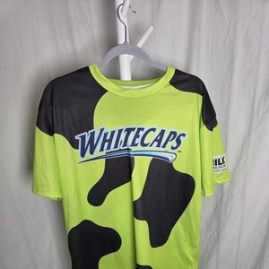 West‎ Michigan WhiteCaps Jersey Mens XL Neon Yellow MiLB Baseball Milk Minors